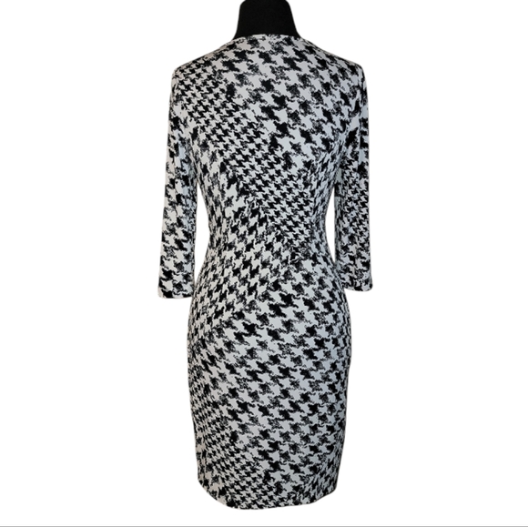 Guess zip detail faux wrap houndstooth fitted dress size 4 - Picture 2 of 11